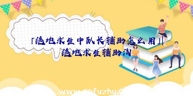 「绝地求生中队长辅助怎么用」|绝地求生辅助淘